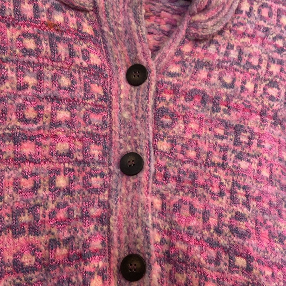 Sigrid Olsen Pink Multi Knit Button Cardigan Size… - image 4